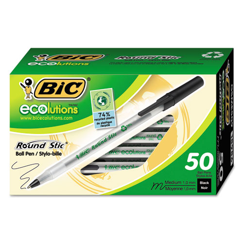 Picture of Bic BICGSME509BK Ecolutions Round Stic Ballpoint Pen - Black Ink