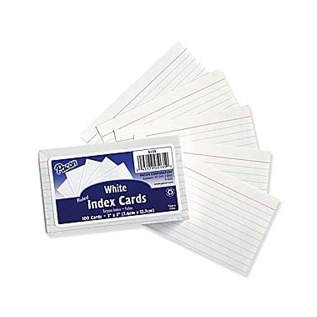 Pacon PAC5135 3 x 5 Ruled Index Cards- White - Pack of 100
