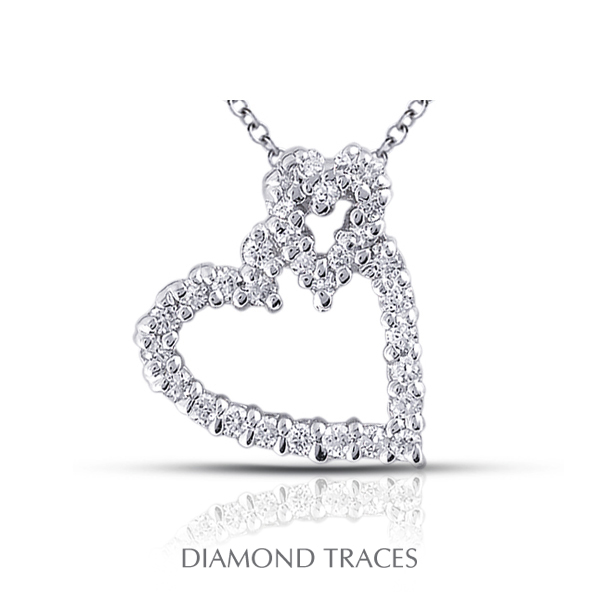 UD-GOS344-0251 0.61 Carat Total Natural Diamonds 14K White Gold Prong Setting Heart Shape Fashion Pendant