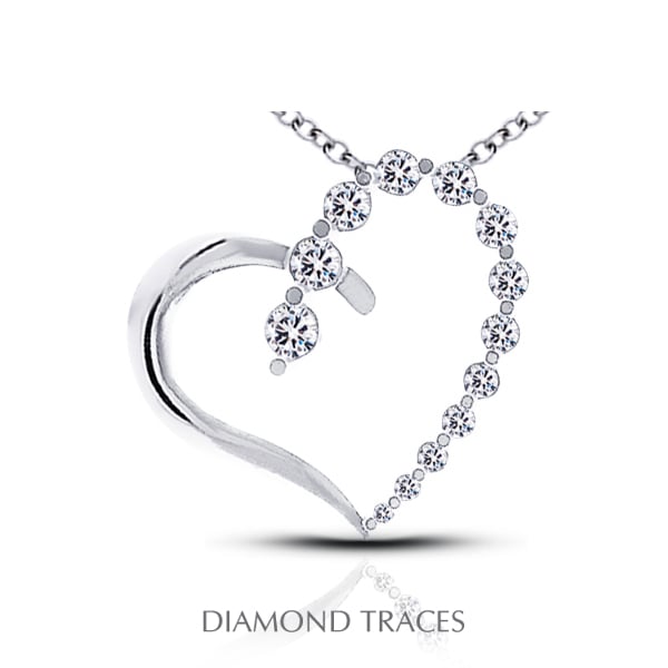 UD-GOS380-0237 0.62 Carat Total Natural Diamonds 14K White Gold Prong Setting Heart Shape Fashion Pendant