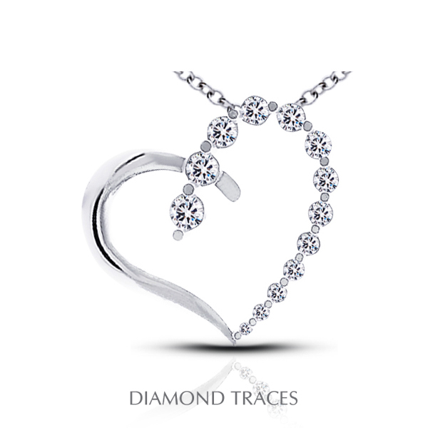 UD-GOS380-7736 0.62 Carat Total Natural Diamonds 14K White Gold Prong Setting Heart Shape Fashion Pendant