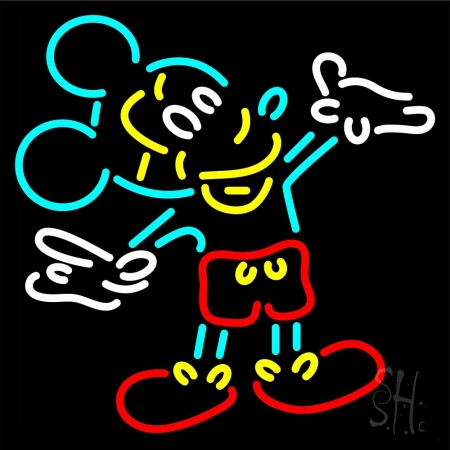 Mickey Mouse Logo Clear Backing Neon Sign, 24 x 24 in.