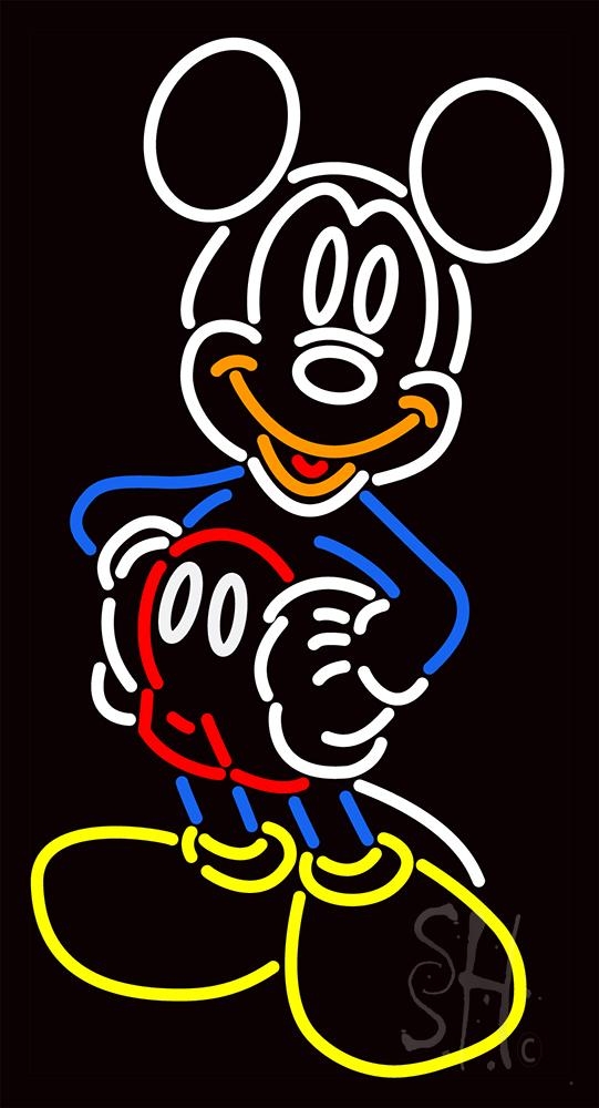 N105-12741-clear Mickey Mouse Smiling Clear Backing Neon Sign- 37 x 20 in.