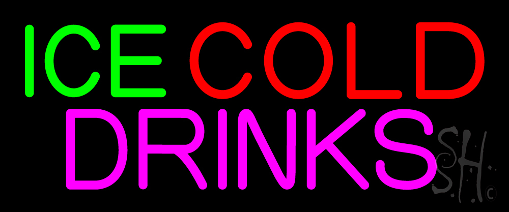 Everything Neon N105-13493 Green Red Ice Cold Drinks LED Neon Sign 6 x 15 - inches