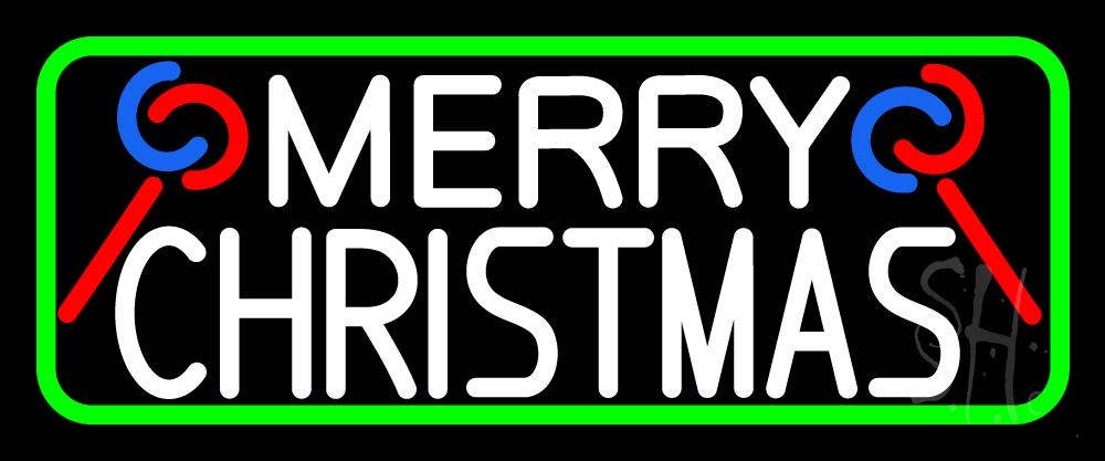 Everything Neon N105-12946 White Merry Christmas With Candy Stick LED Neon Sign 6 x 15 - inches