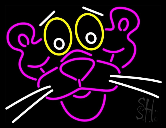 Pink Panther Face Clear Backing Neon Sign, 24 x 31 in.