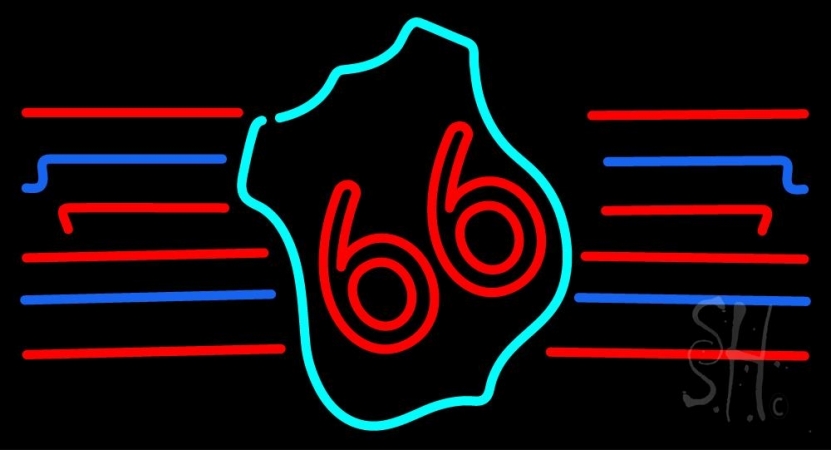 Red 66 Route Clear Backing Neon Sign, 20 x 37 in.