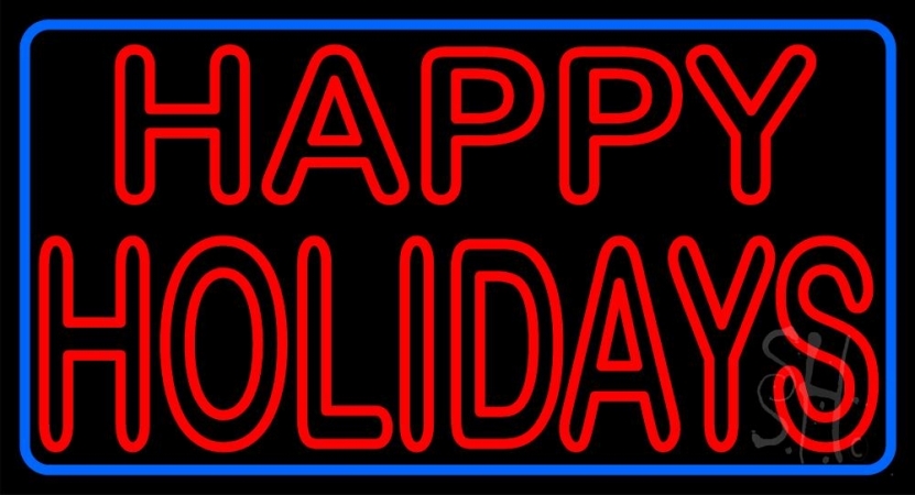 N105-12847-clear Red Double Stroke Happy Holidays Clear Backing Neon Sign- 20 x 37 in.