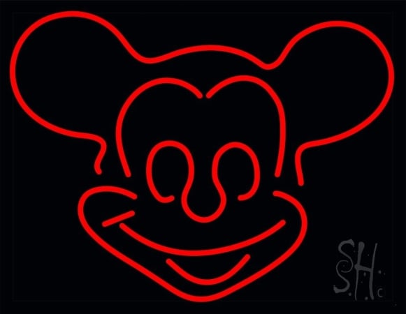 N105-12863-clear Red Mickey Clear Backing Neon Sign- 24 x 31 in.