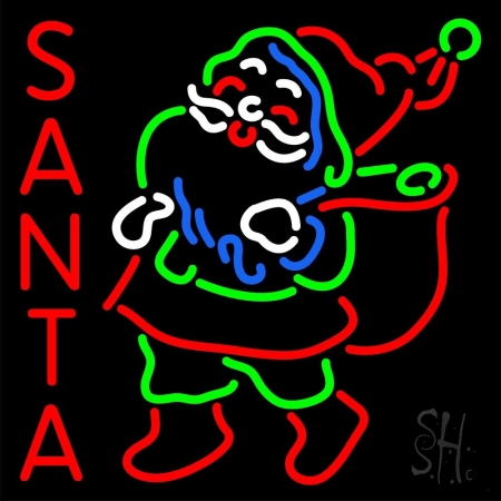 N105-12896-clear Santa Clear Backing Neon Sign- 24 x 24 in.