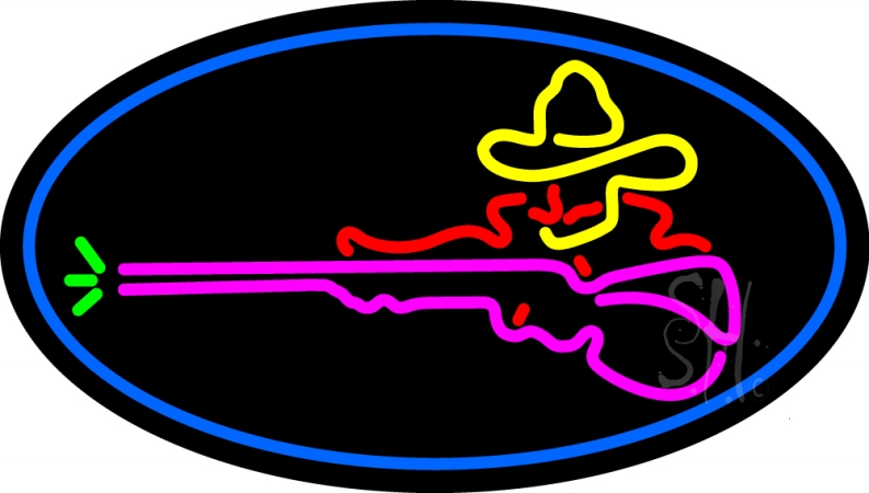 Man With Gun Clear Backing Neon Sign, 17 x 30 in.