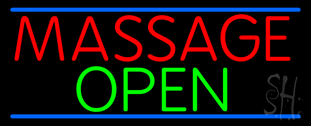 Massage Open Clear Backing Neon Sign, 13 x 32 in.