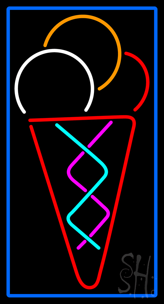 N105-13649-clear Multicolored Ice Cream Cone Clear Backing Neon Sign- 37 x 20 in.
