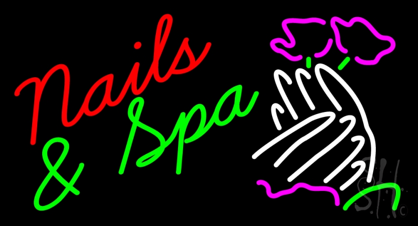 Nails And Spa Clear Backing Neon Sign, 20 x 37 in.