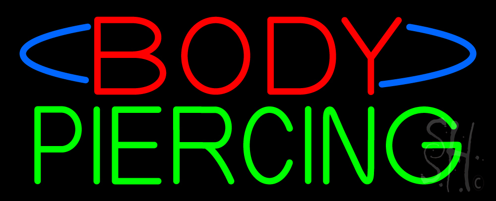 N105-13280-clear Deco Style Body Piercing Clear Backing Neon Sign- 17 x 30 in.
