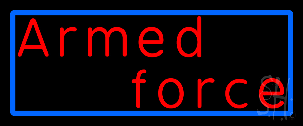 N105-13000-clear Armed Forces With Blue Border Clear Backing Neon Sign- 10 x 24 in.