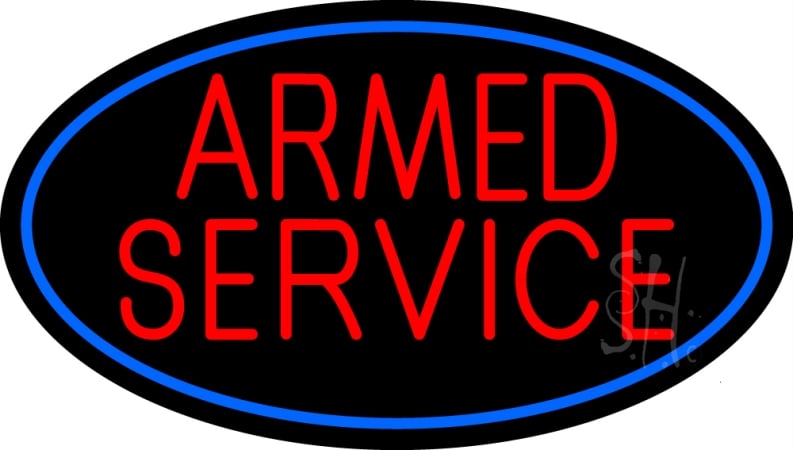 N105-13002-clear Armed Service With Blue Round Clear Backing Neon Sign- 17 x 30 in.