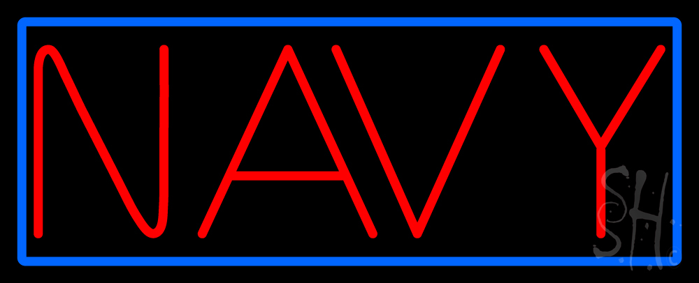 Navy Block Clear Backing Neon Sign, 13 x 32 in.