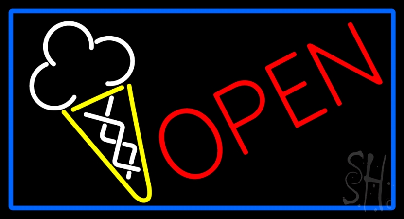 N105-13671-clear Open Ice Cream Open Clear Backing Neon Sign- 20 x 37 in.