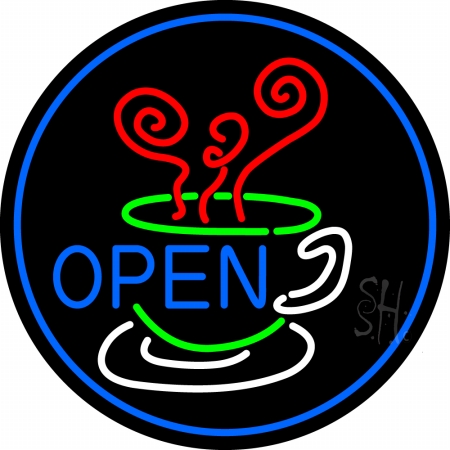 N105-13672-clear Open Inside Coffee Cup Clear Backing Neon Sign- 26 x 26 in.