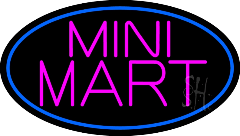 N105-13705-clear Pink Mini Mart Clear Backing Neon Sign- 17 x 30 in.