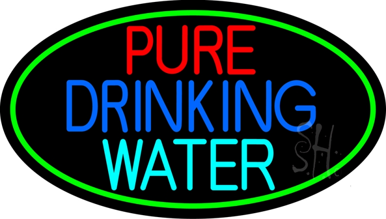 N105-13721-clear Pure Drinking Water Clear Backing Neon Sign- 17 x 30 in.