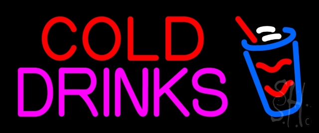 N105-13741-clear Rectangle Cold Drinks Clear Backing Neon Sign- 10 x 24 in.