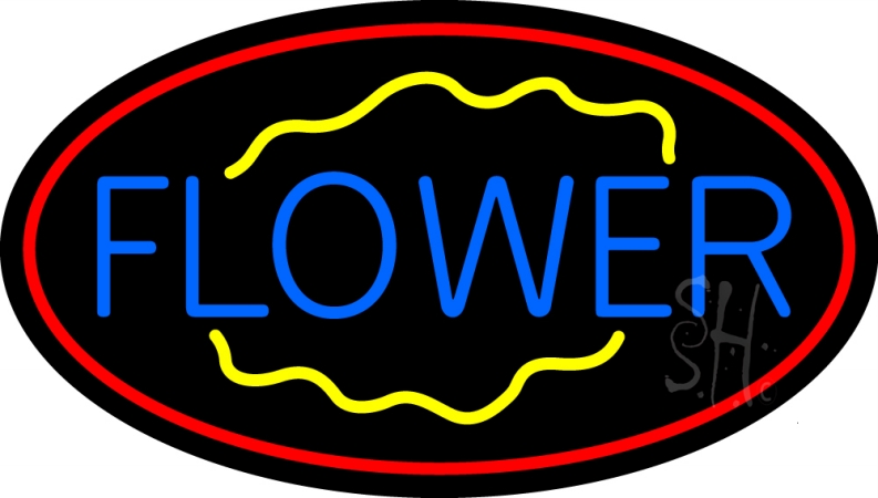 N105-13406-clear Flower Clear Backing Neon Sign- 17 x 30 in.
