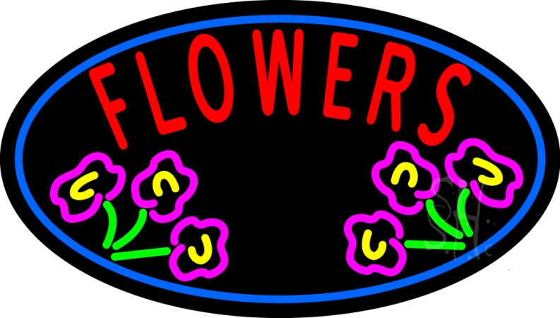 N105-13410-clear Flowers Open Clear Backing Neon Sign- 17 x 30 in.