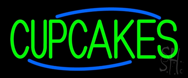 N105-13464-clear Green Cupcakes Clear Backing Neon Sign- 10 x 24 in.