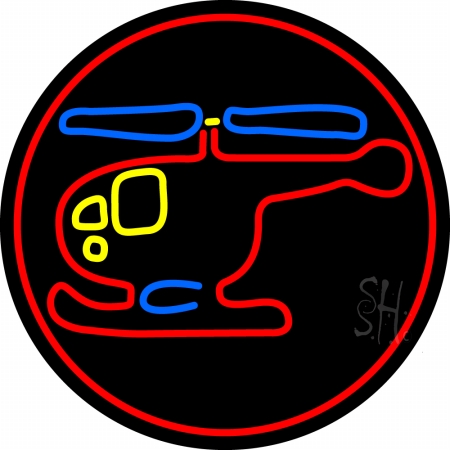 Helicopter Circle Clear Backing Neon Sign, 26 x 26 in.