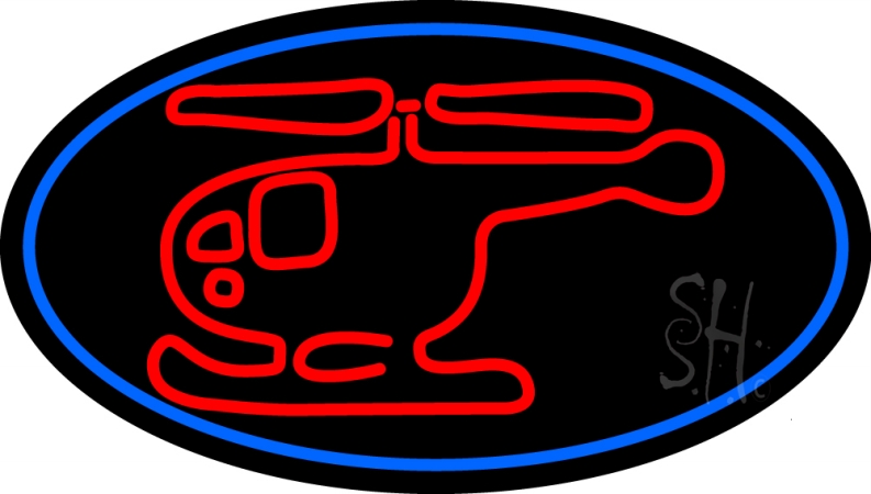 N105-13534-clear Helicopter Circle Clear Backing Neon Sign- 17 x 30 in.