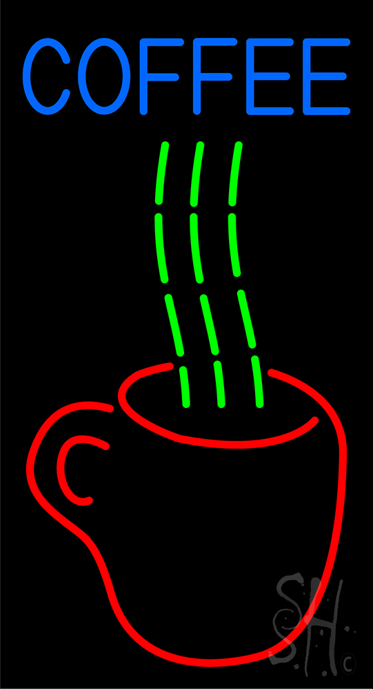 N105-13541-clear Hot Coffee Glass Clear Backing Neon Sign- 37 x 20 in.