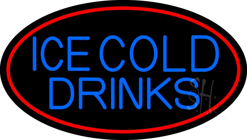 Ice Cold Drinks Clear Backing Neon Sign, 17 x 30 in.