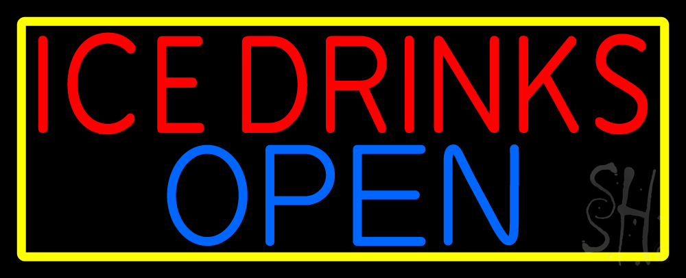 N105-13550-clear Ice Cold Drinks Open Clear Backing Neon Sign- 13 x 32 in.