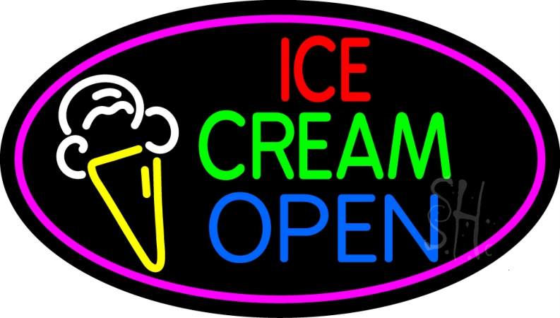N105-13565-clear Ice Cream Open Clear Backing Neon Sign- 17 x 30 in.