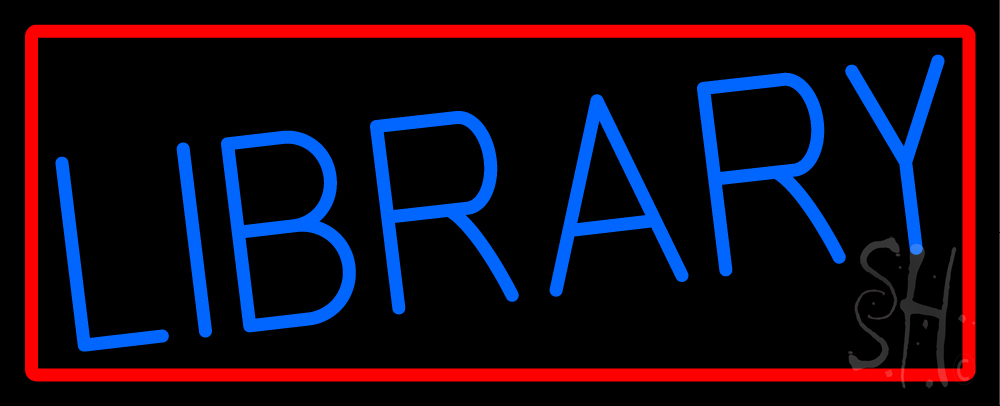N105-13085-clear Blue Library Clear Backing Neon Sign- 13 x 32 in.