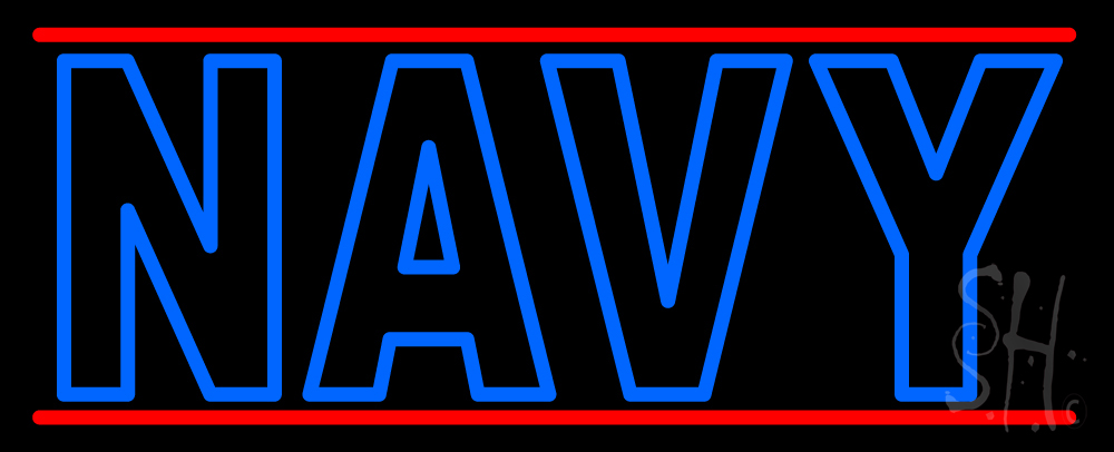 N105-13090-clear Blue Navy Clear Backing Neon Sign- 13 x 32 in.