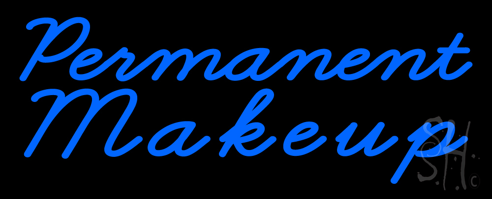 N105-13102-clear Blue Permanent Makeup Clear Backing Neon Sign- 13 x 32 in.