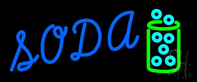 N105-13103-clear Blue Soda Clear Backing Neon Sign- 10 x 24 in.