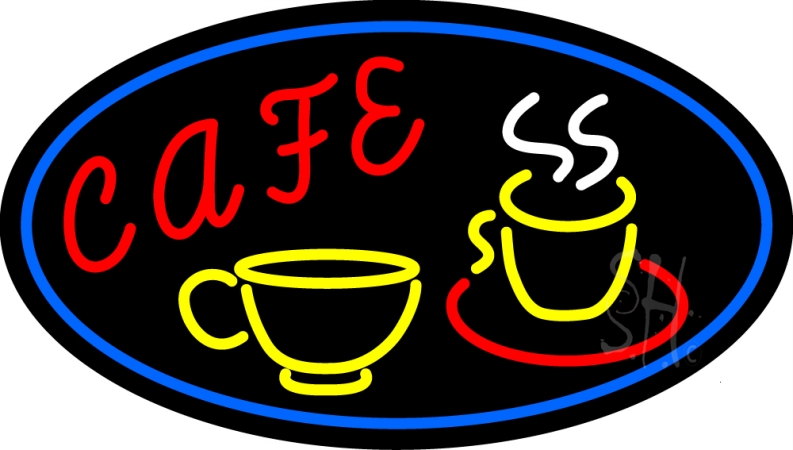N105-13142-clear Cafe Clear Backing Neon Sign- 17 x 30 in.