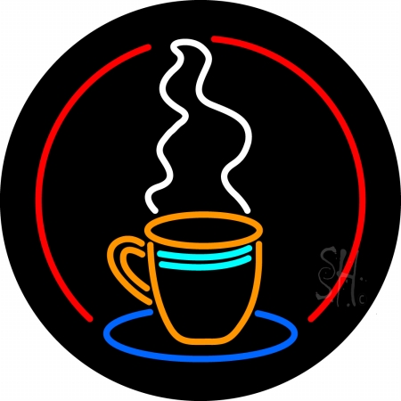 Coffee Cup Clear Backing Neon Sign, 26 x 26 in.