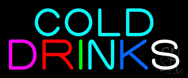 N105-13183-clear Cold Drinks Clear Backing Neon Sign- 10 x 24 in.