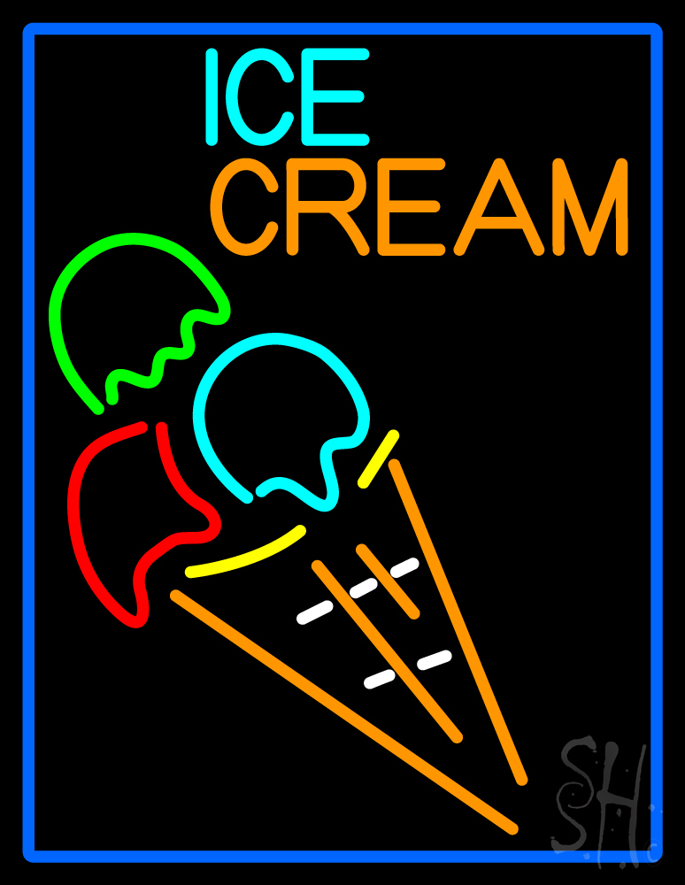 N105-13190-clear Cone Ice Cream Clear Backing Neon Sign- 31 x 24 in.