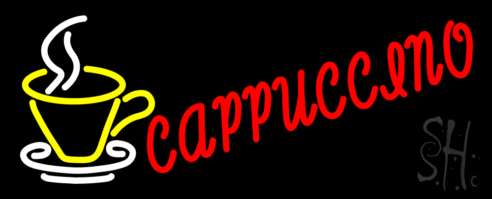N105-13213-clear Cup Cappuccino Clear Backing Neon Sign- 13 x 32 in.