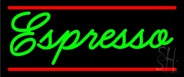 N105-13218-clear Cursive Green Espresso Clear Backing Neon Sign- 10 x 24 in.