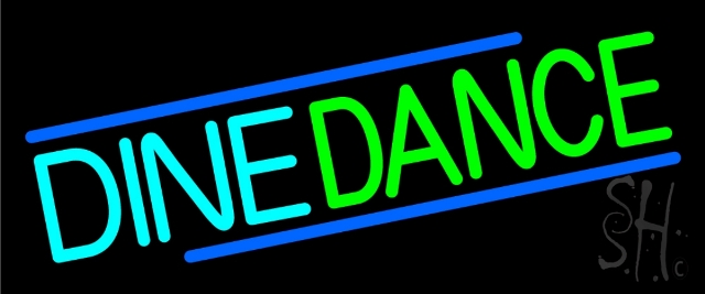 N105-13292-clear Dine Dance Clear Backing Neon Sign- 10 x 24 in.