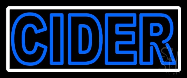 N105-13294-clear Double Stroke Blue Cider With White Border Clear Backing Neon Sign- 10 x 24 in.