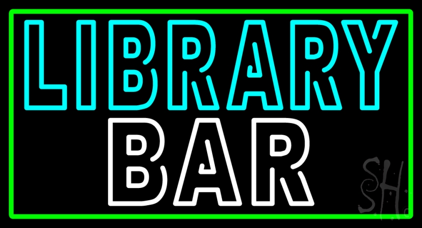 N105-13335-clear Double Stroke Library Bar Clear Backing Neon Sign- 20 x 37 in.