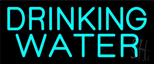 N105-13375-clear Drinking Water Clear Backing Neon Sign- 10 x 24 in.